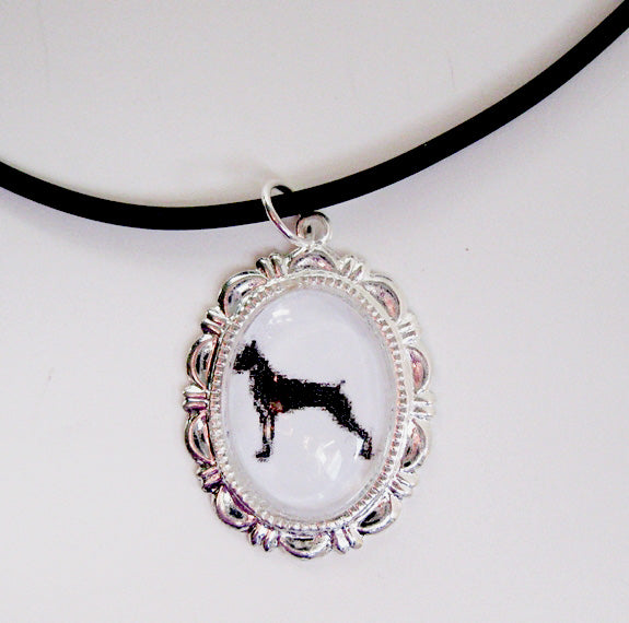 Boxer Dog Cameo Necklace Handmade Gifts Cropped Ears