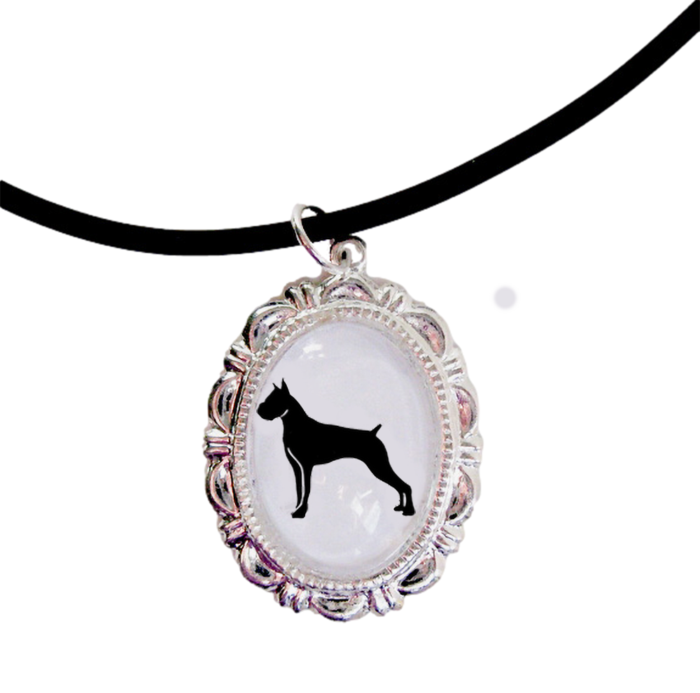 Boxer Dog Cameo Necklace Handmade Gifts Cropped Ears