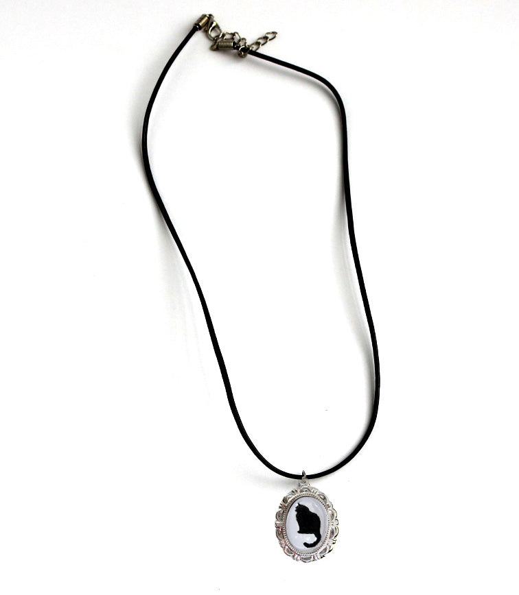 Long Hair Cat Cameo Necklace Handmade Gifts