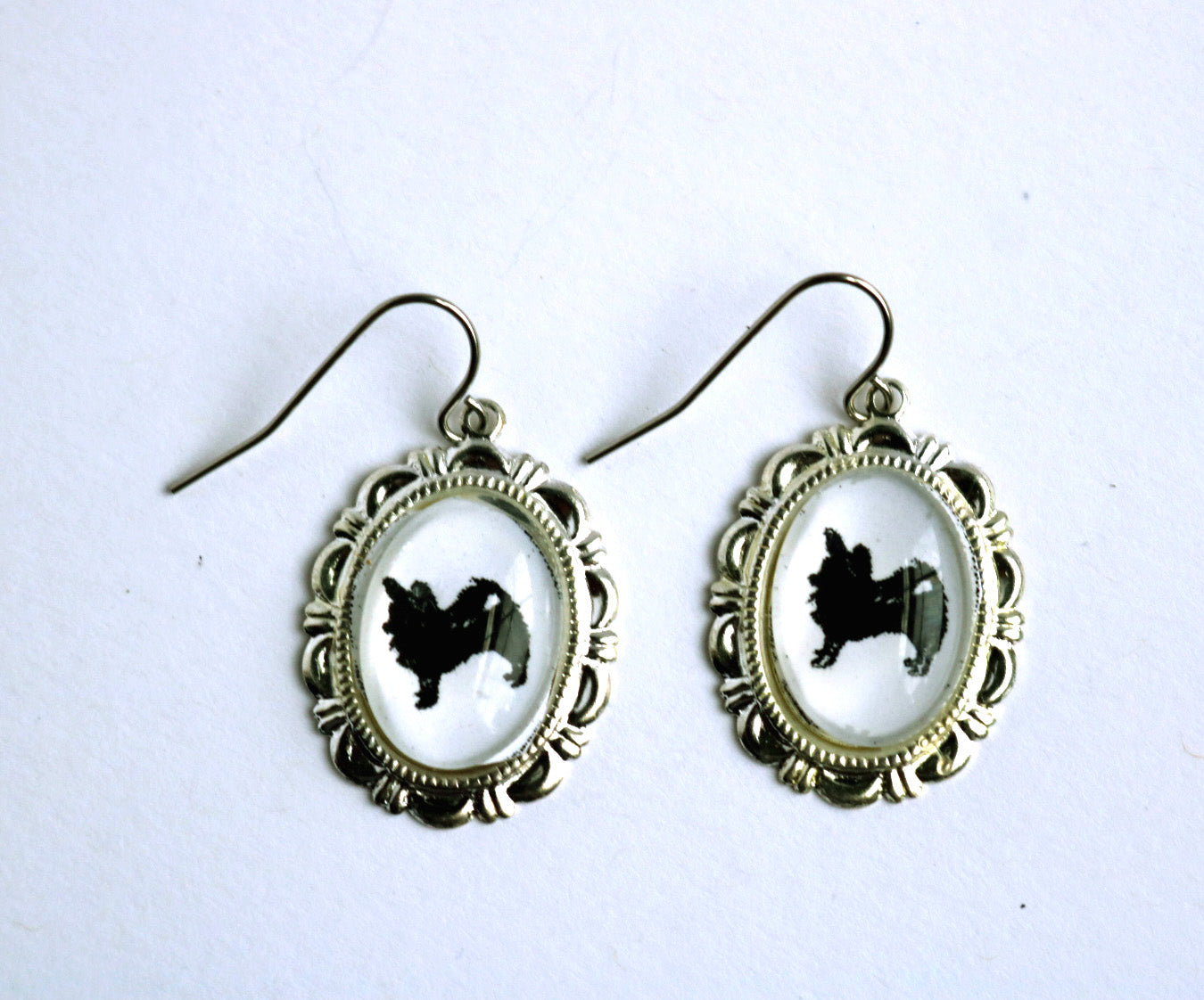 Long Haired Chihuahua Dog Earrings Cameo Pierced Handmade Gifts