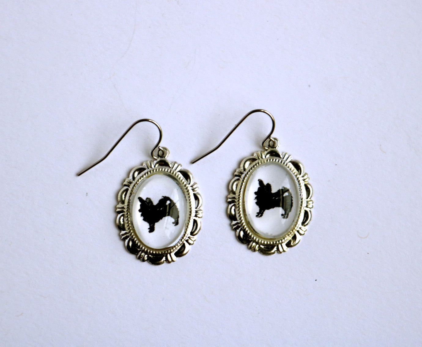 Long Haired Chihuahua Dog Earrings Cameo Pierced Handmade Gifts