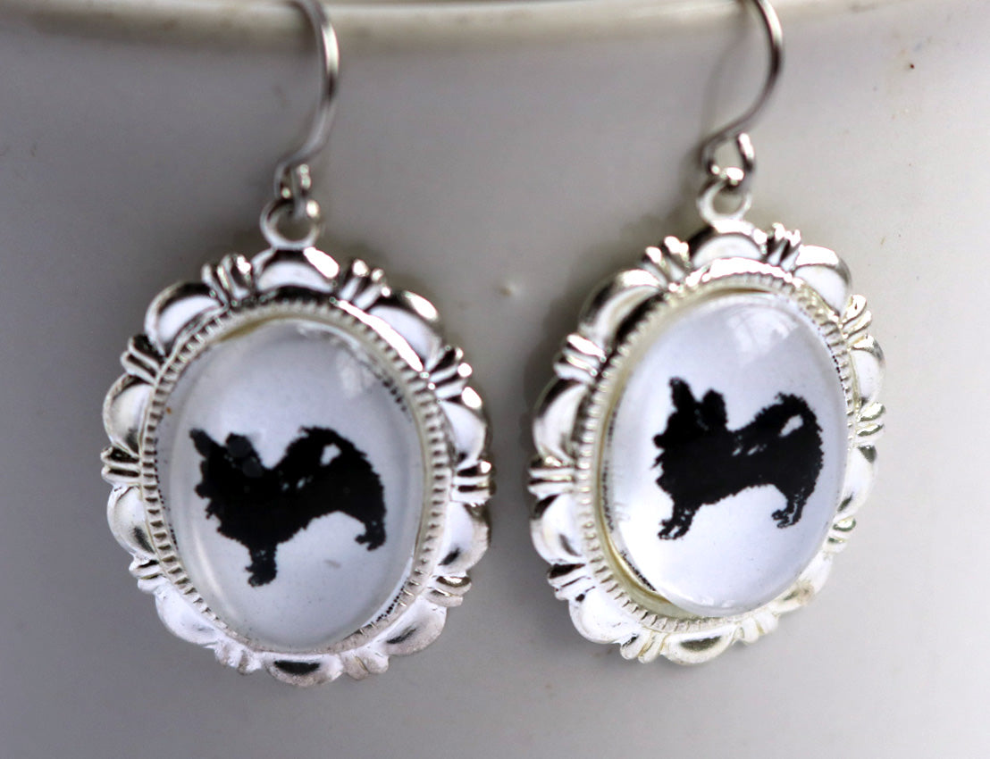 Long Haired Chihuahua Dog Earrings Cameo Pierced Handmade Gifts