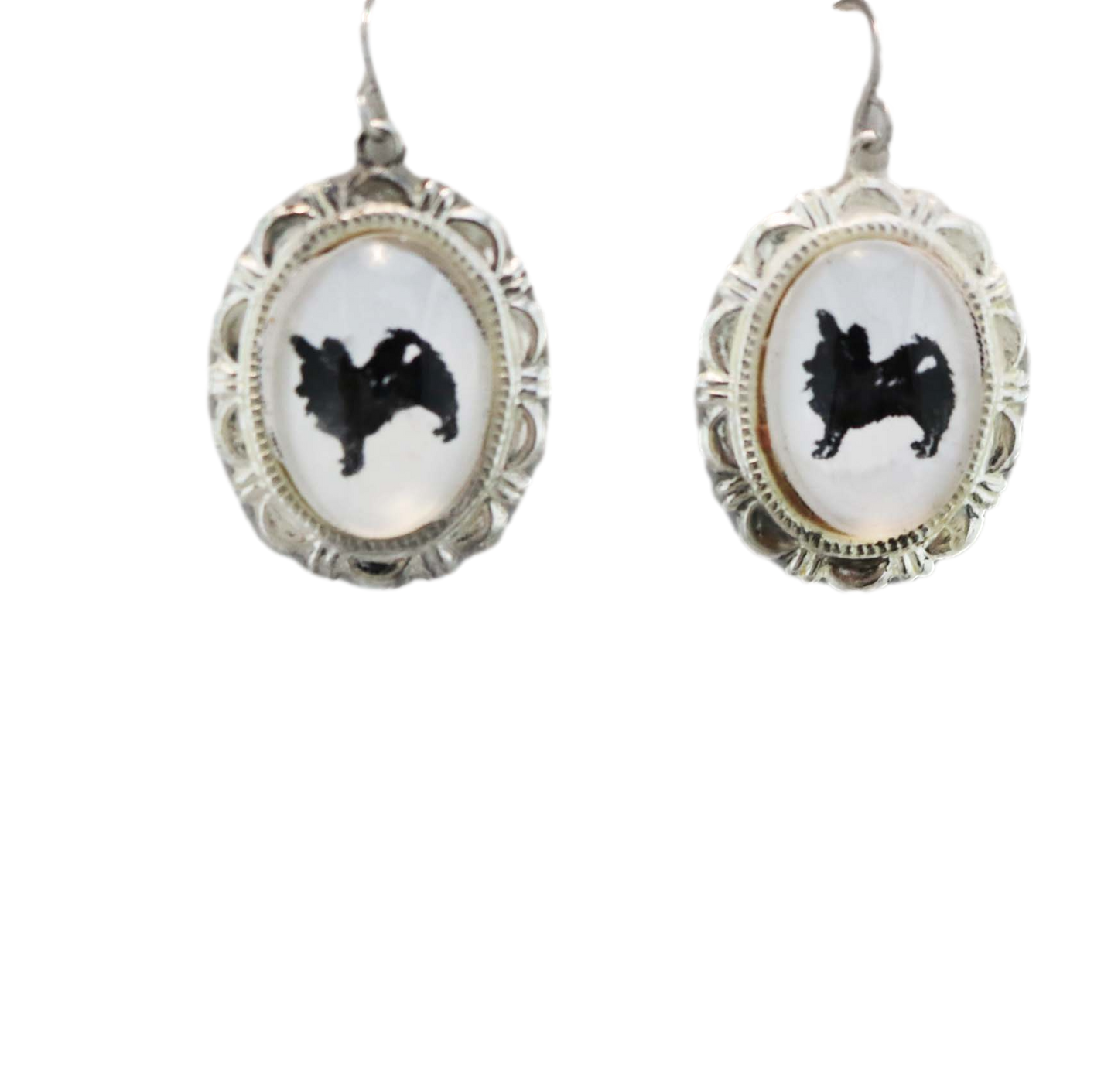 Long Haired Chihuahua Dog Earrings Cameo Pierced Handmade Gifts