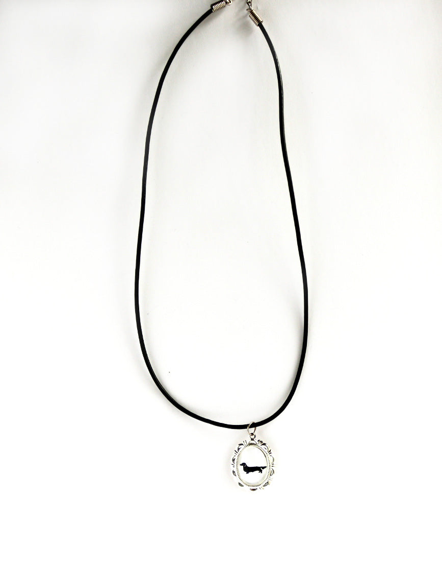 Long Haired Dachshund Cameo Necklace Handmade Gifts