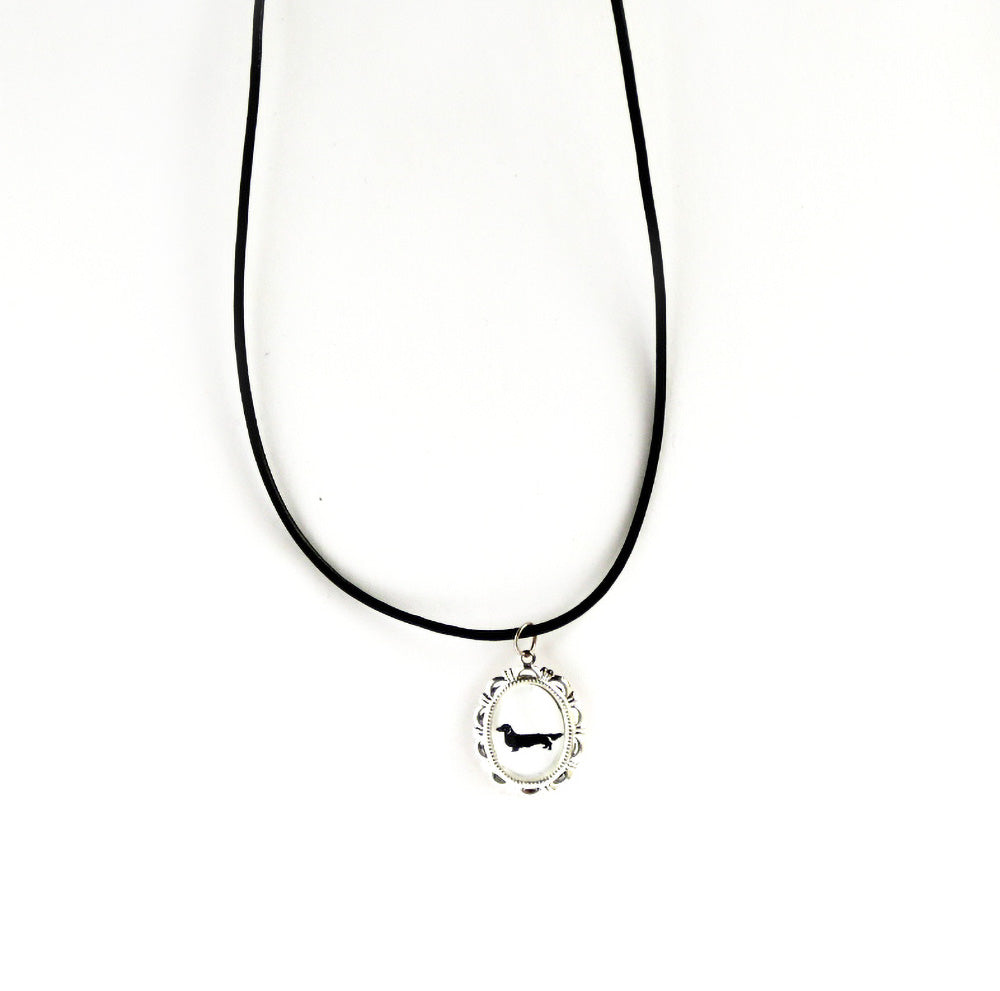 Long Haired Dachshund Cameo Necklace Handmade Gifts