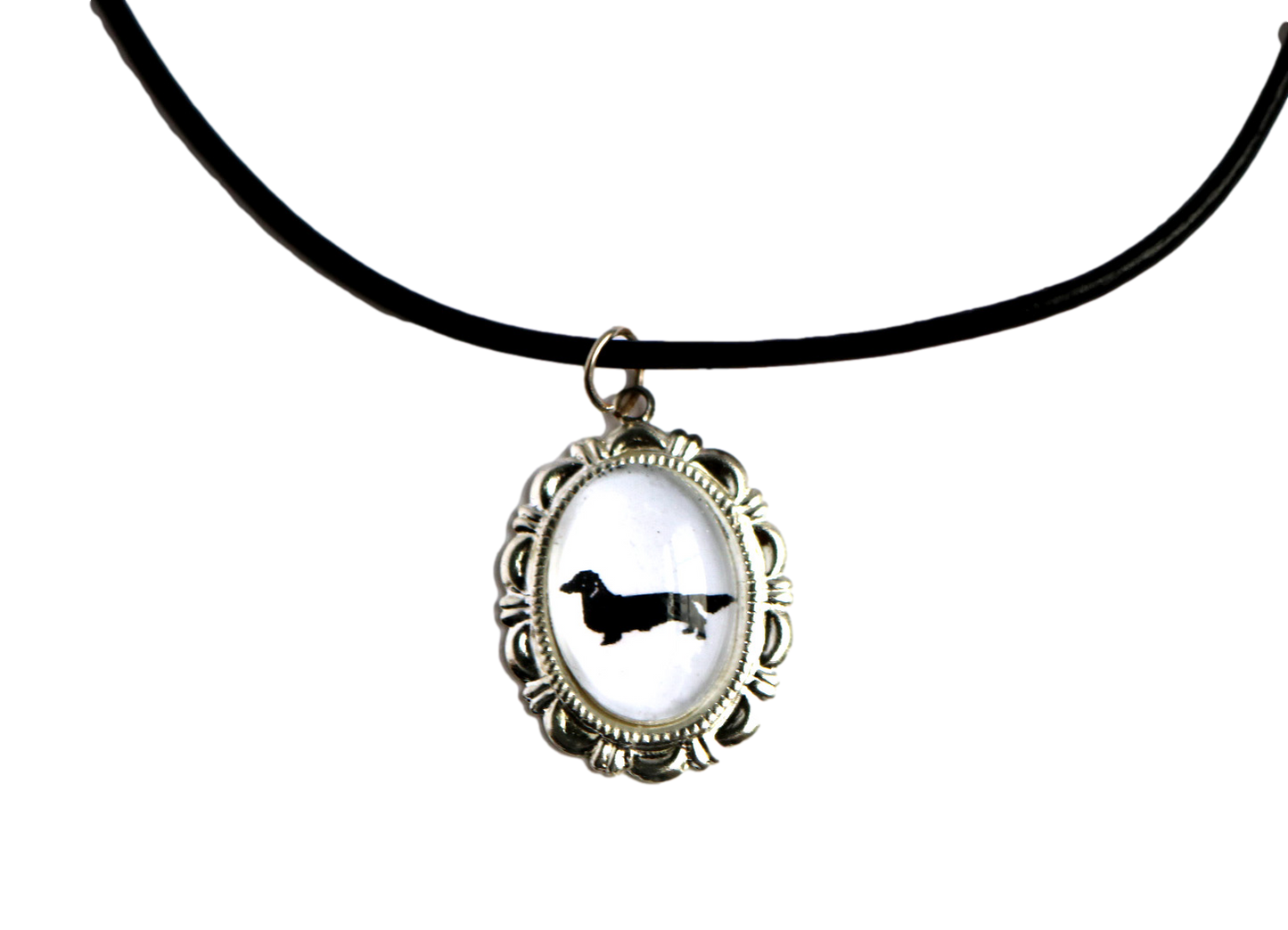 Long Haired Dachshund Cameo Necklace Handmade Gifts