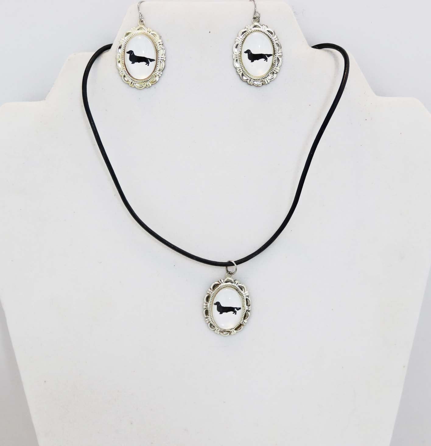 Long Haired Dachshund Cameo Necklace Handmade Gifts