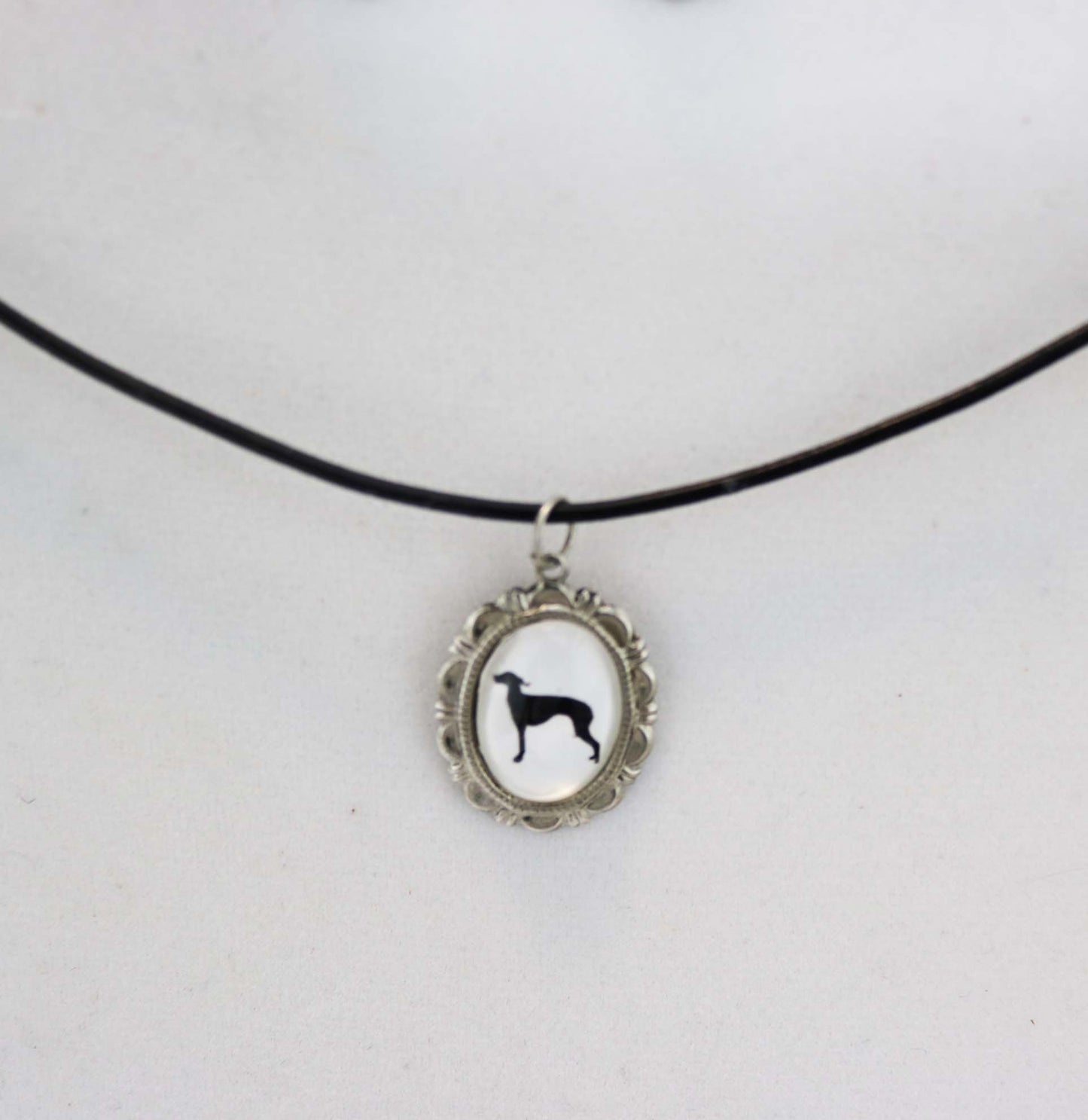 Italian Greyound Dog Cameo Necklace Handmade Gifts