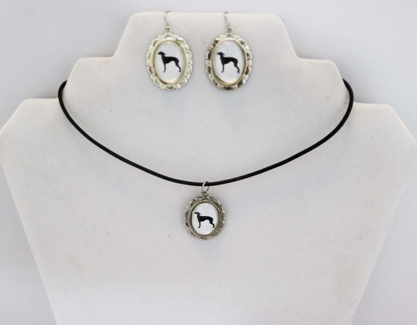 Italian Greyound Dog Cameo Necklace Handmade Gifts