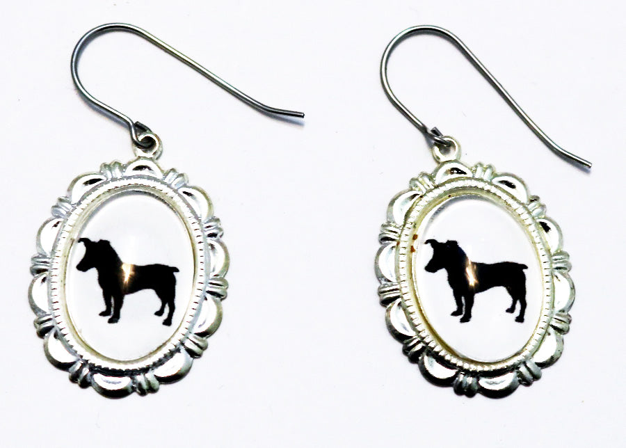 Airdale Terrier Dog Earrings Cameo Pierced Handmade Gifts