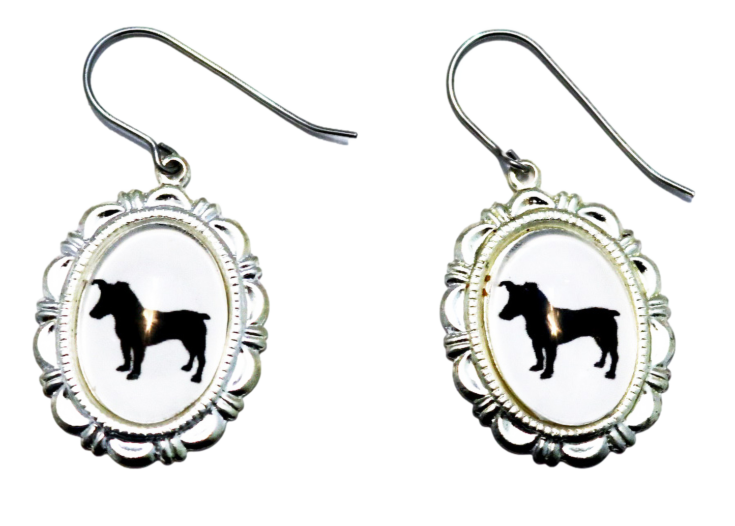 Airdale Terrier Dog Earrings Cameo Pierced Handmade Gifts