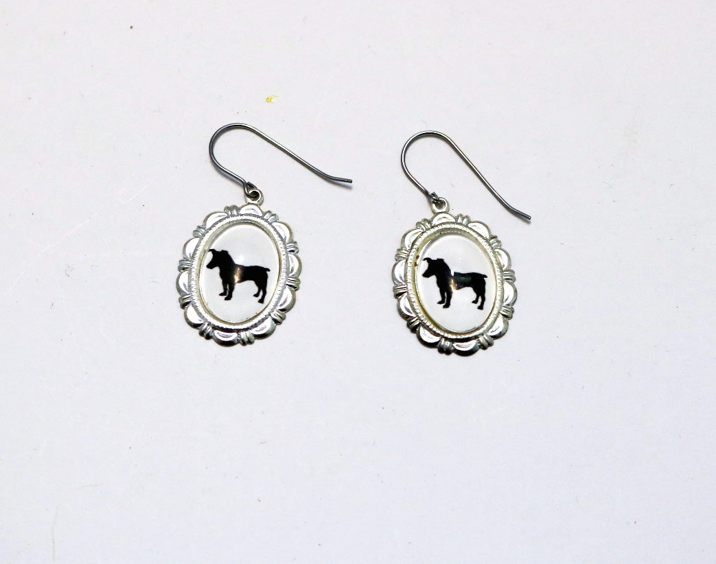 Jack Russell Dog Earrings Cameo Pierced Handmade Gifts