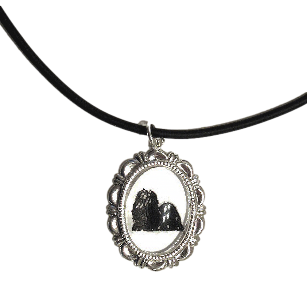 Maltese Dog Cameo Necklace Pierced Handmade Gifts
