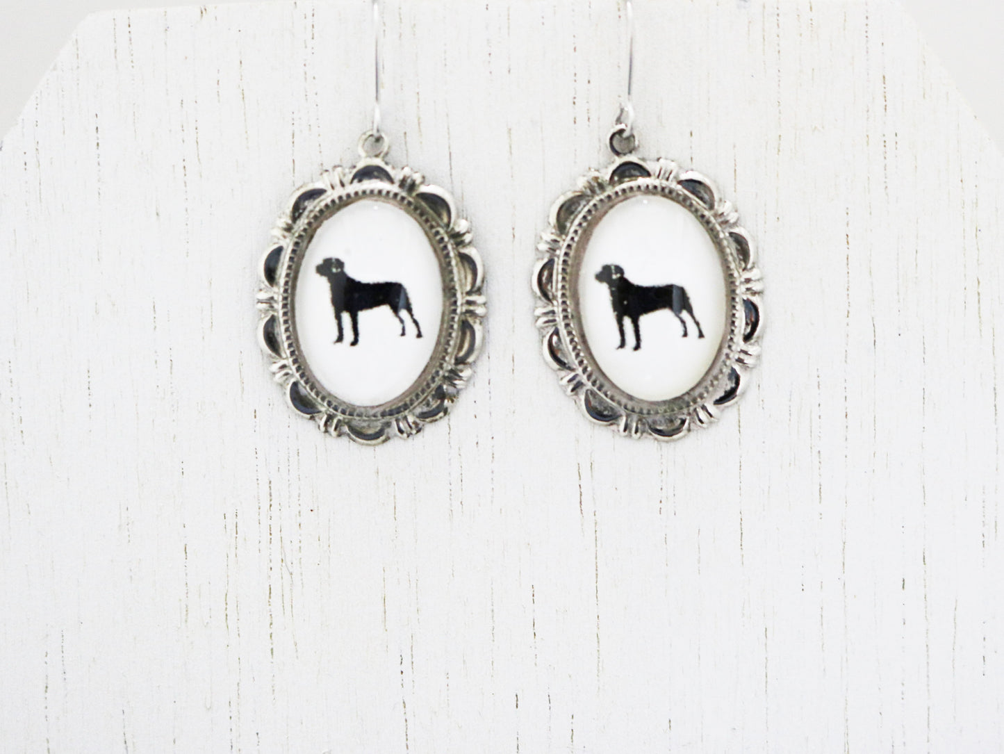 Mastiff Dog Earrings Cameo Pierced Handmade Gifts