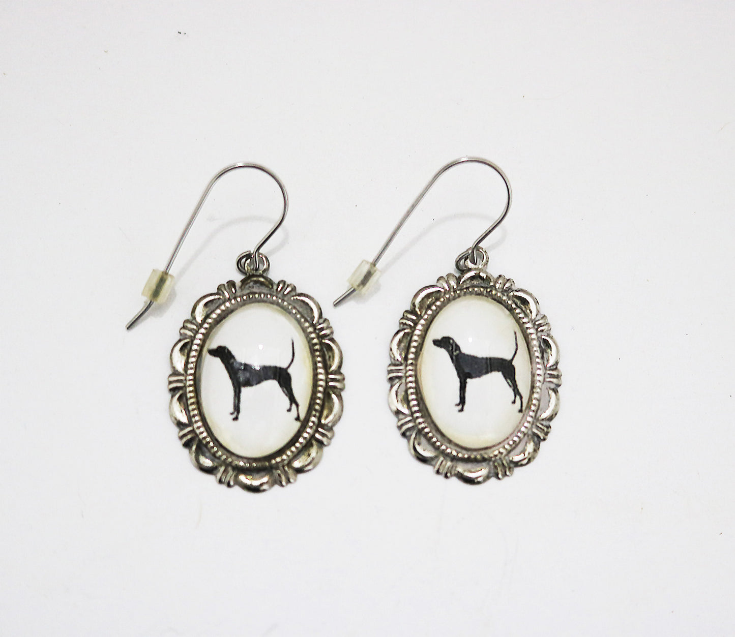 Plott Hound Dog Earrings Cameo Pierced Handmade Gifts