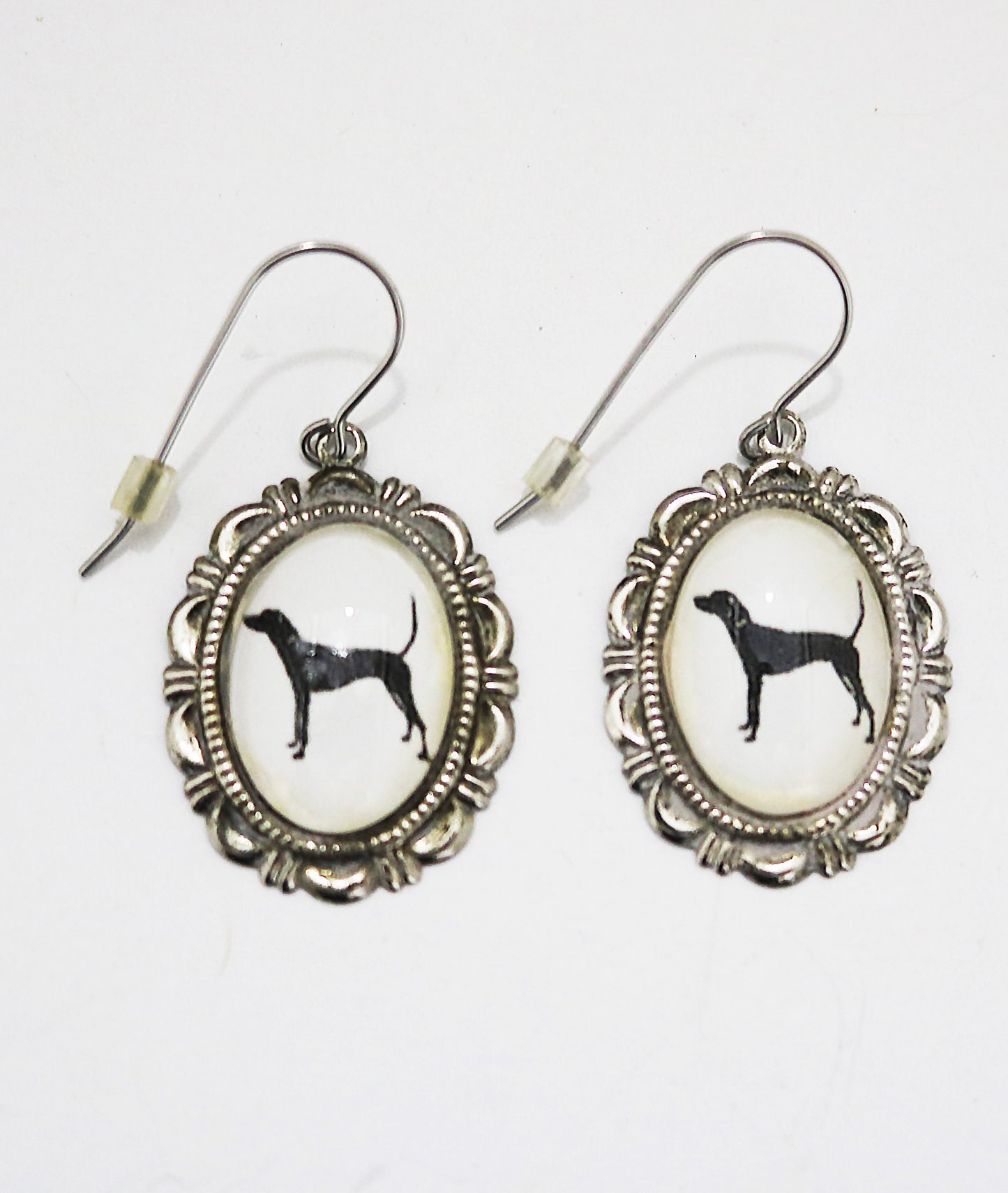 Plott Hound Dog Earrings Cameo Pierced Handmade Gifts