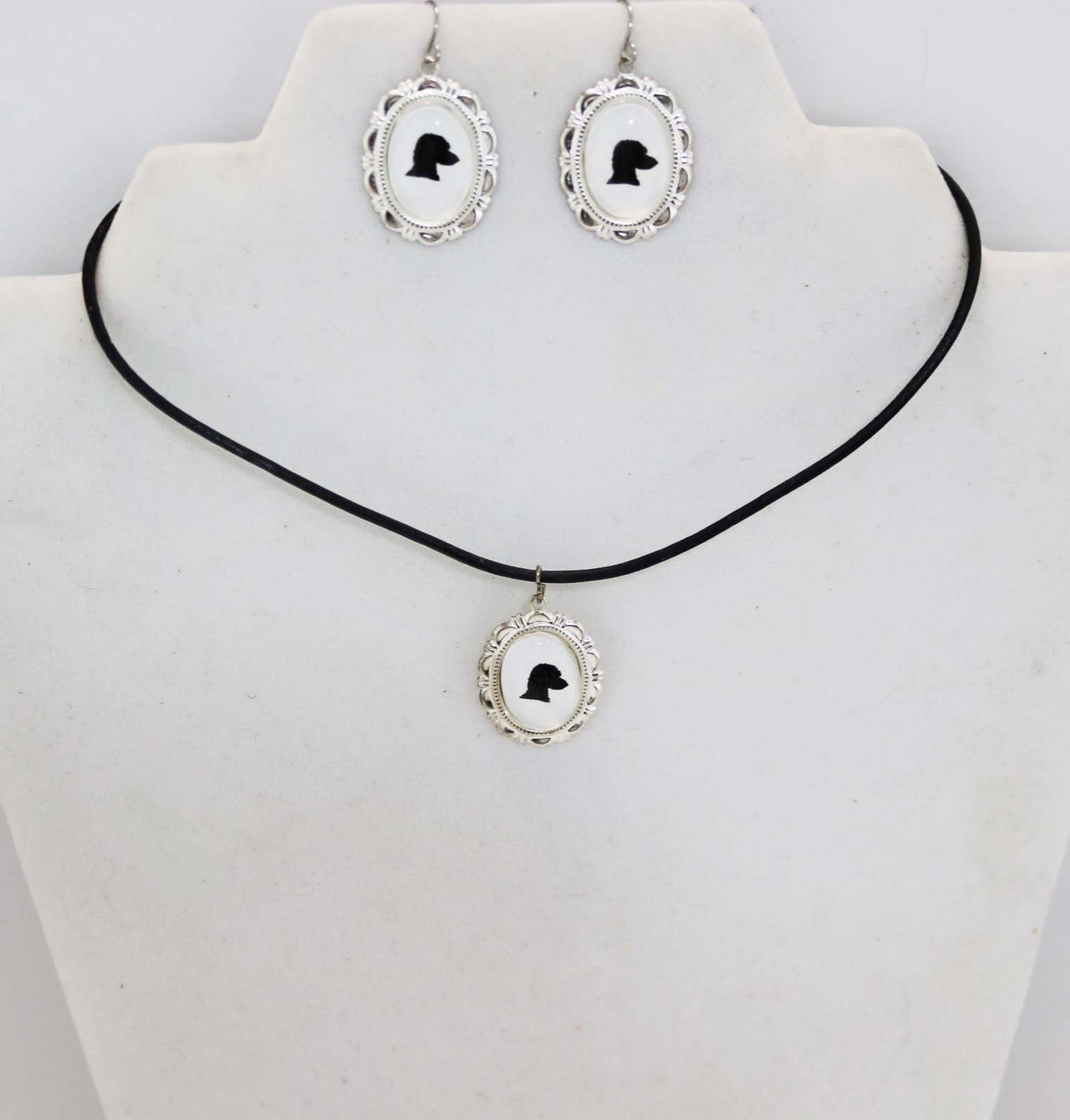 Poodle Head Dog Cameo Necklace Handmade Gifts