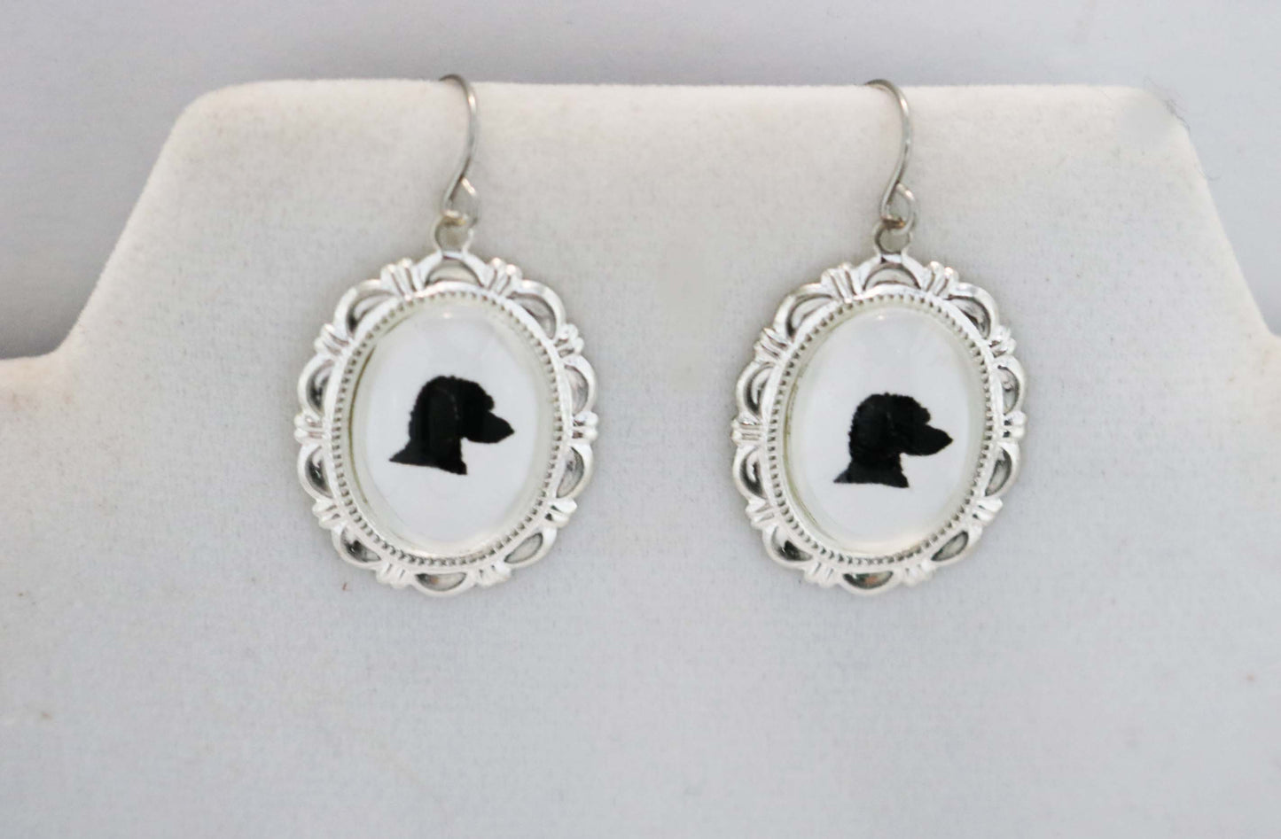 Poodle Head Dog Earrings Cameo Pierced Handmade Gifts