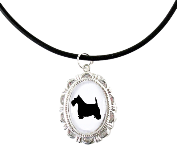Scottie Dog Cameo Necklace Handmade