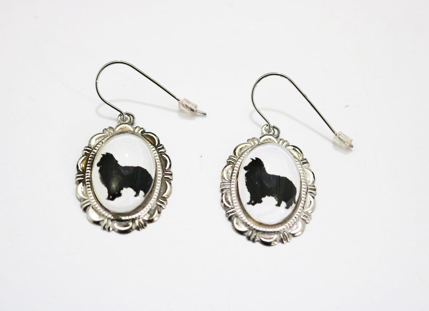 Sheltie Dog Earrings Cameo Pierced Handmade Gifts