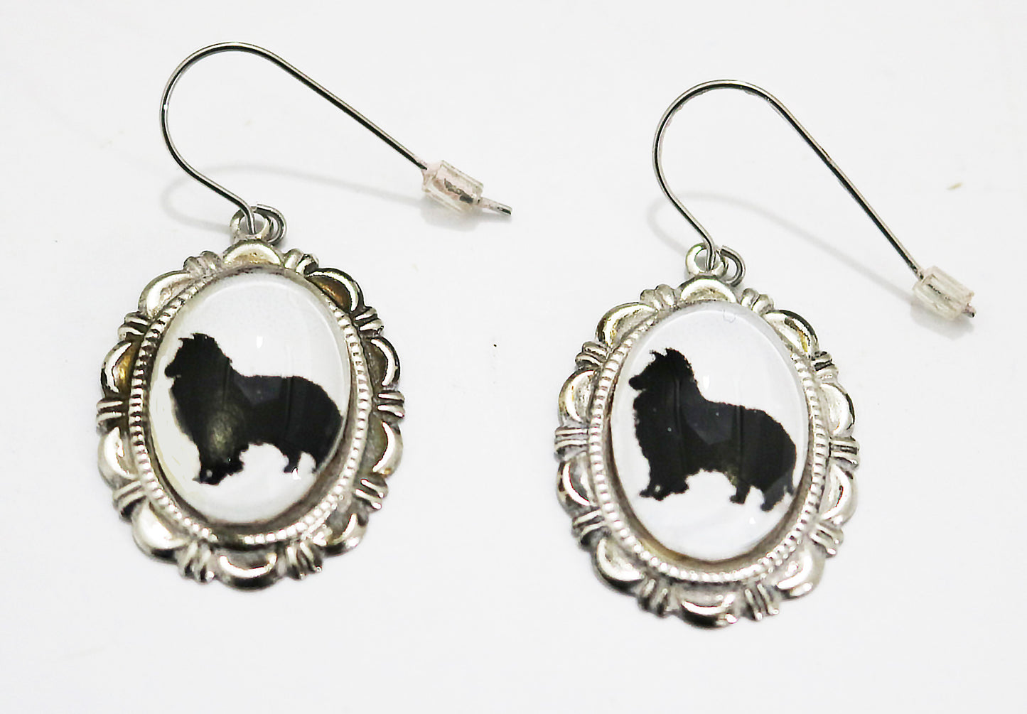 Sheltie Dog Earrings Cameo Pierced Handmade Gifts