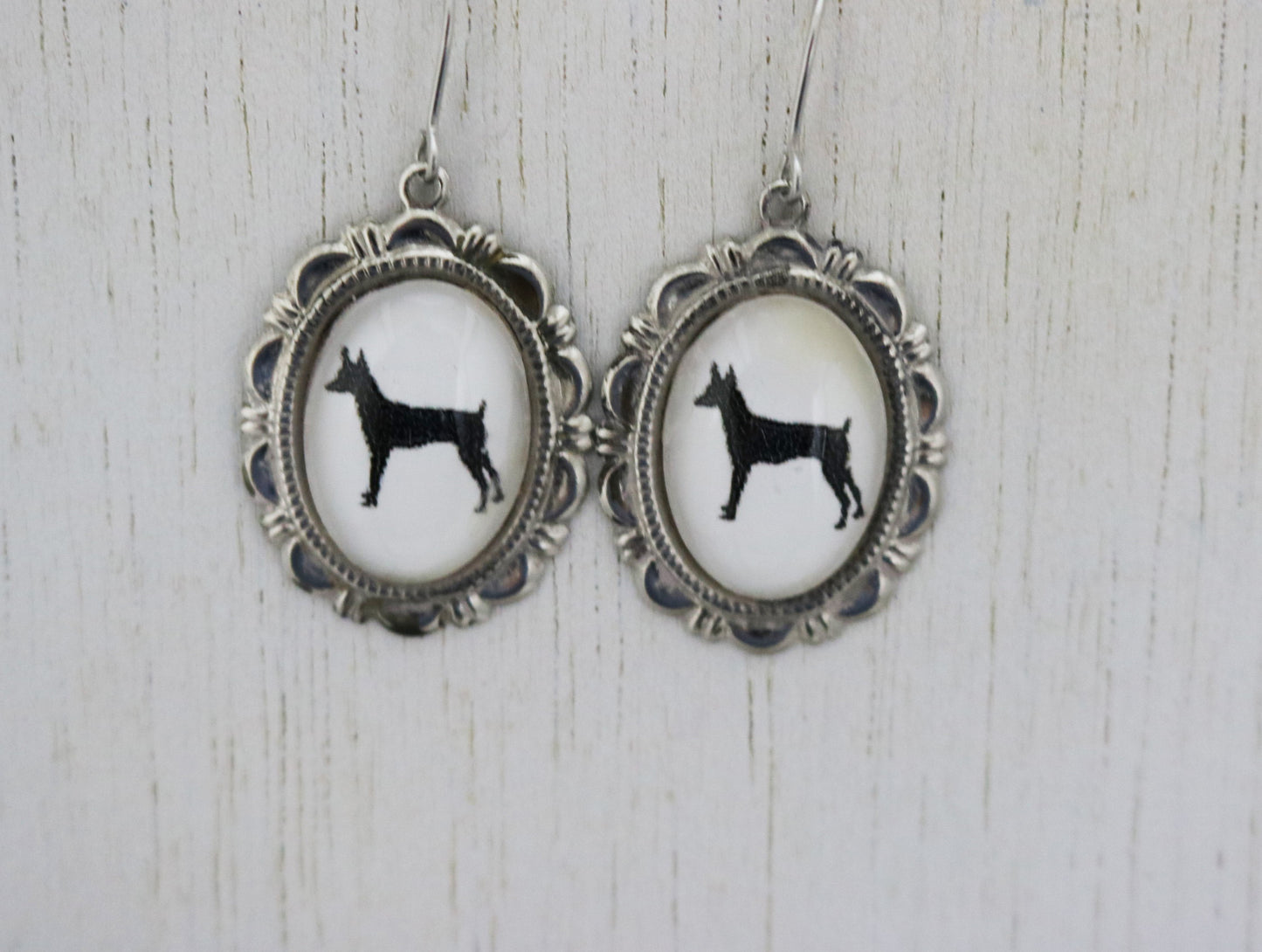 Toy Fox Terrier Dog Earrings Cameo Pierced Handmade Gifts