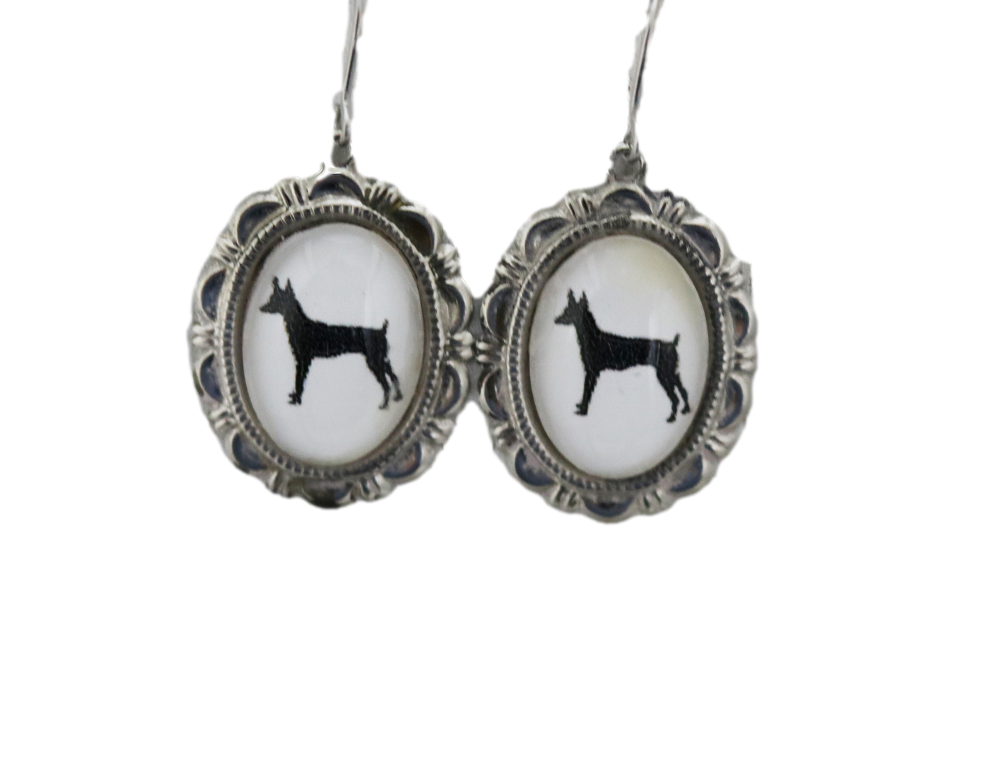 Toy Fox Terrier Dog Earrings Cameo Pierced Handmade Gifts