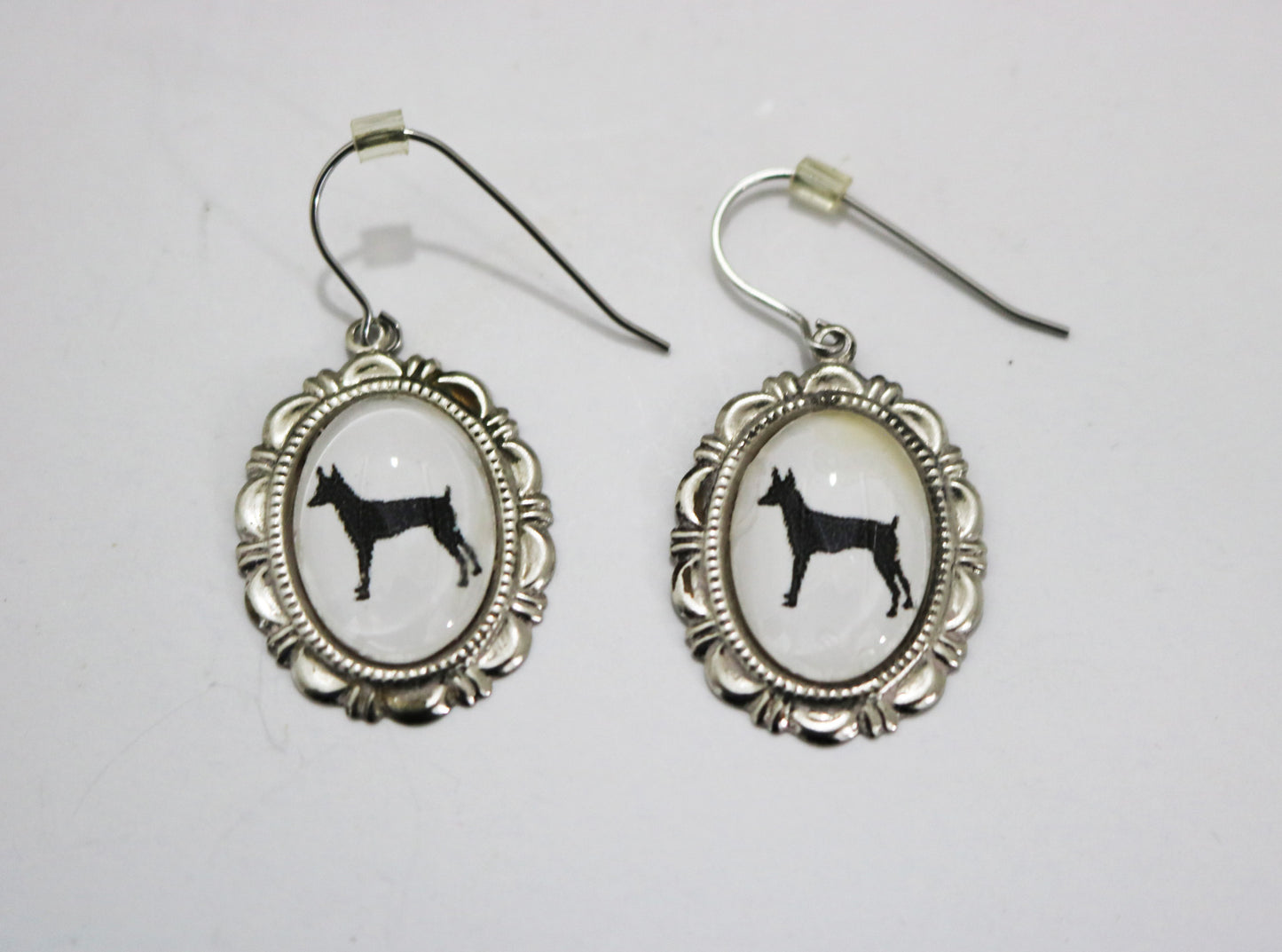 Toy Fox Terrier Dog Earrings Cameo Pierced Handmade Gifts