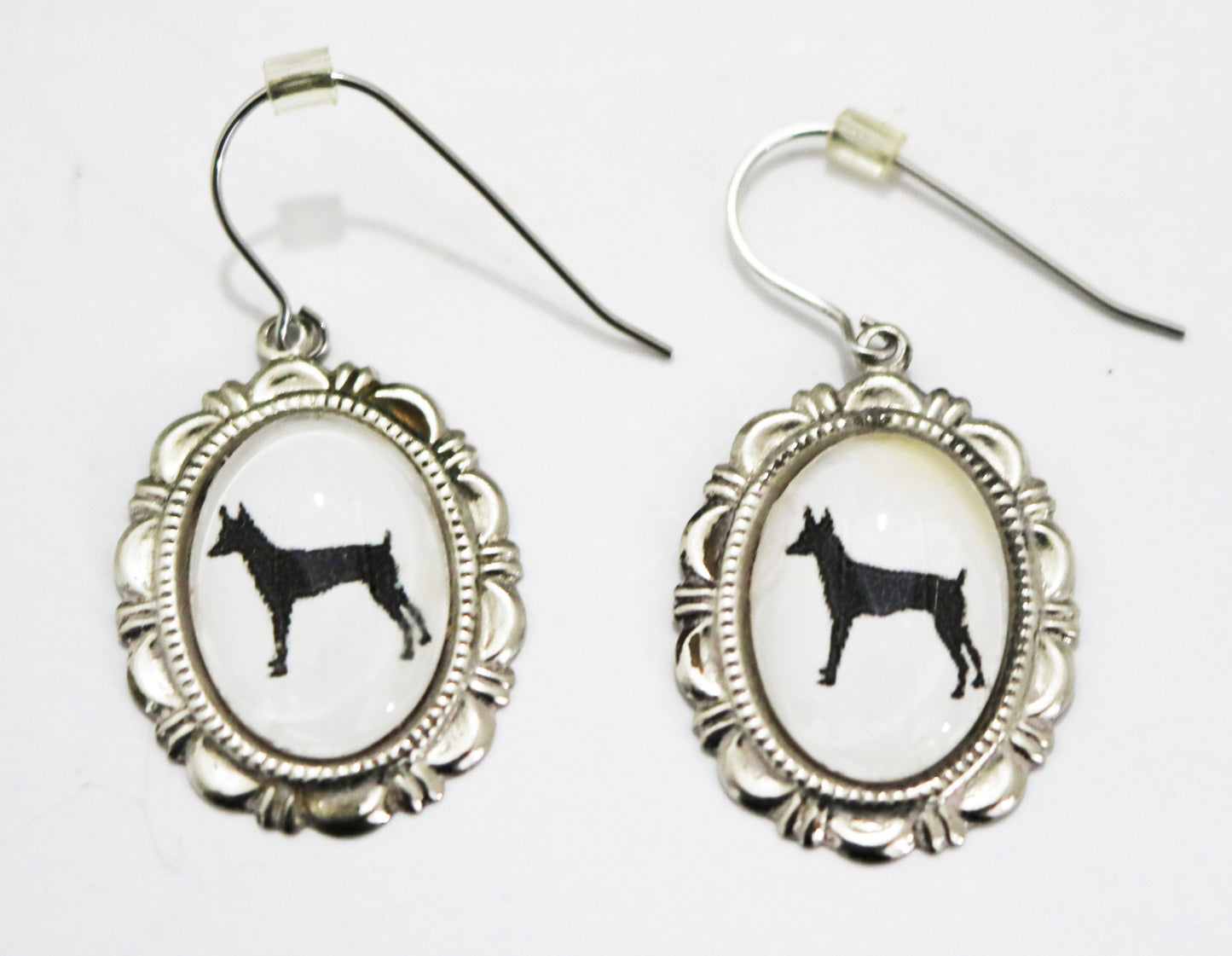 Toy Fox Terrier Dog Earrings Cameo Pierced Handmade Gifts