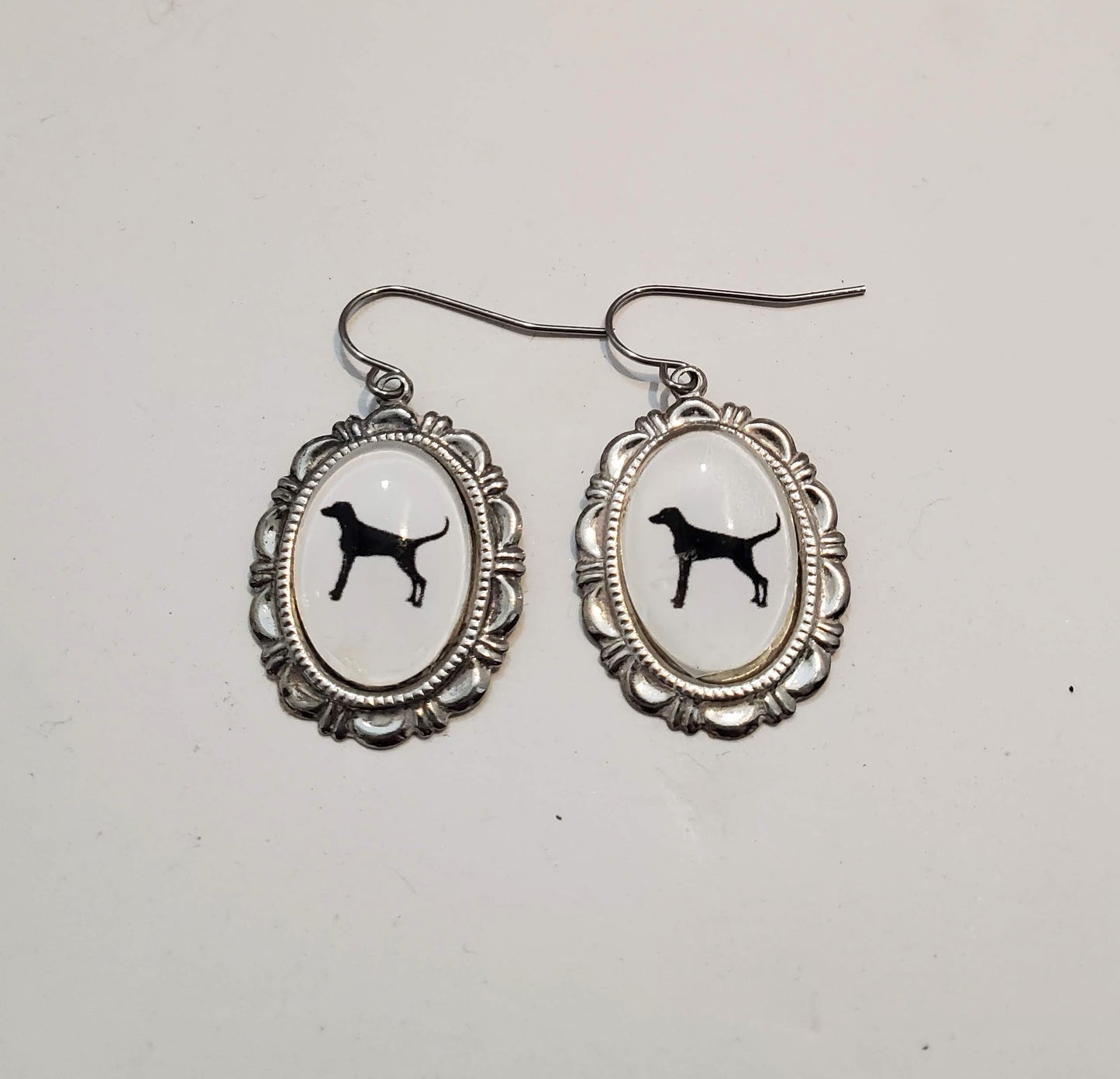 Weimaraner Dog Earrings Cameo Pierced Handmade Gifts