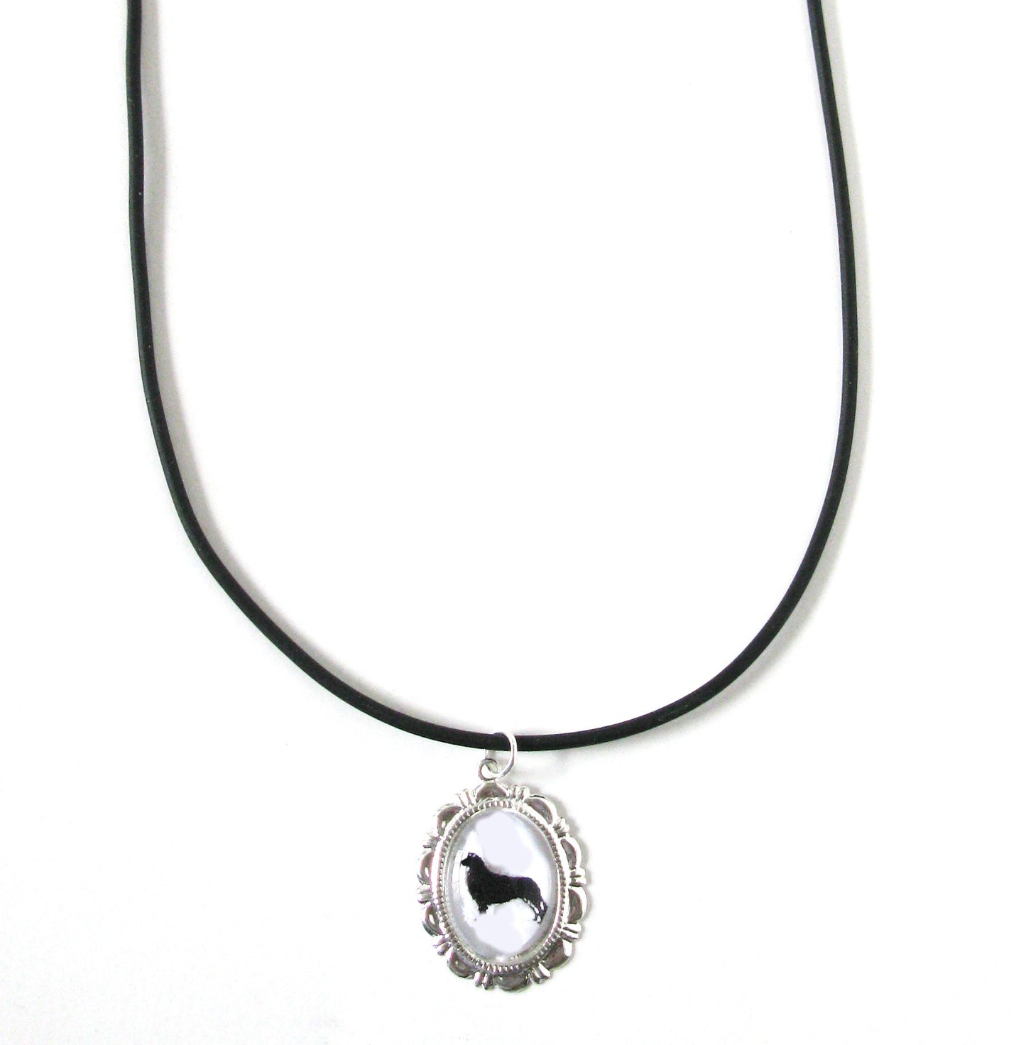 Border Collie Dog Cameo Necklace Handmade Gifts