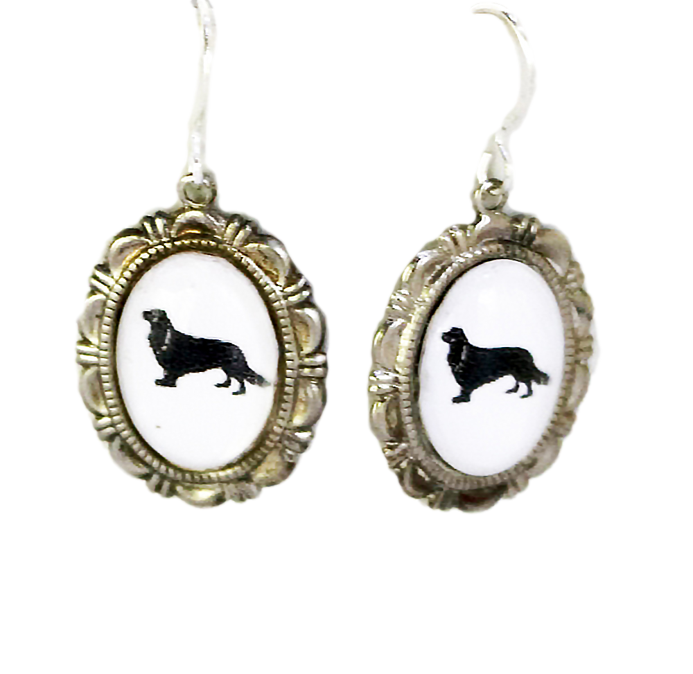King Charles Spaniel Dog Earrings Cameo Pierced Handmade Gifts