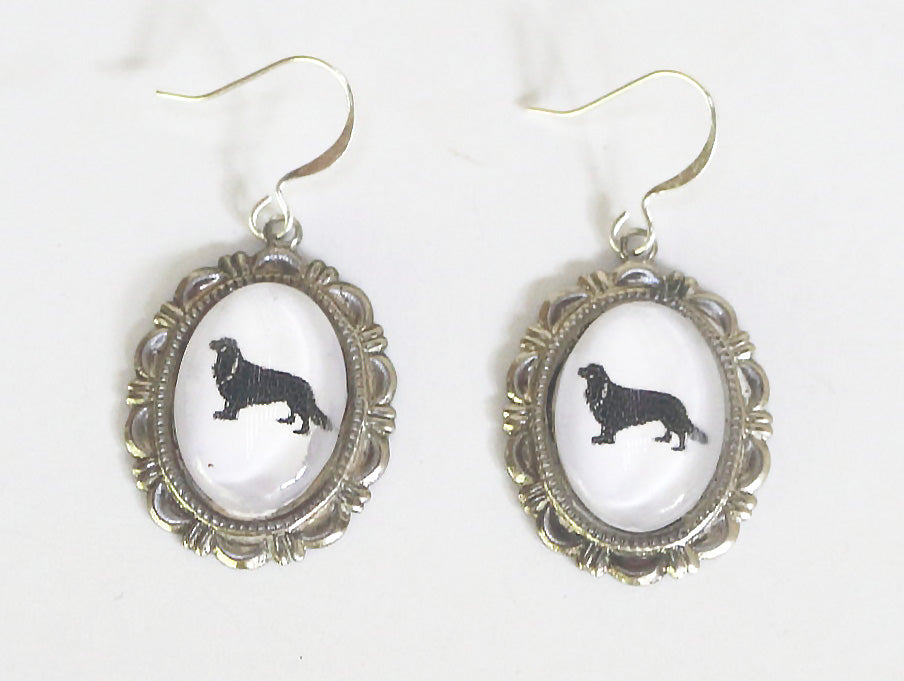 King Charles Spaniel Dog Earrings Cameo Pierced Handmade Gifts