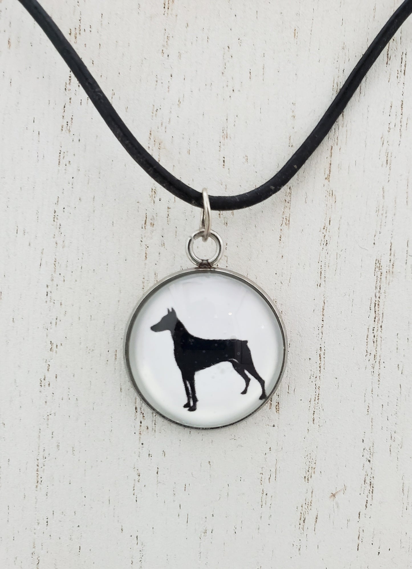 Doberman Pinscher Dog Cameo Necklace Handmade Gifts