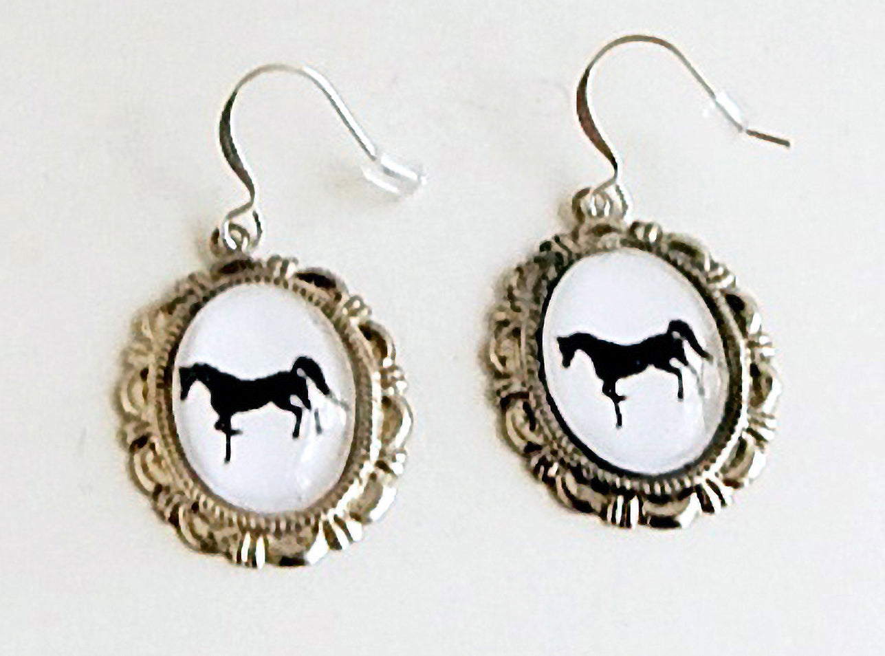 Prancing Horse Earrings Cameo Pierced Handmade Gifts