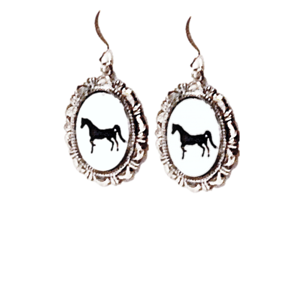Prancing Horse Earrings Cameo Pierced Handmade Gifts