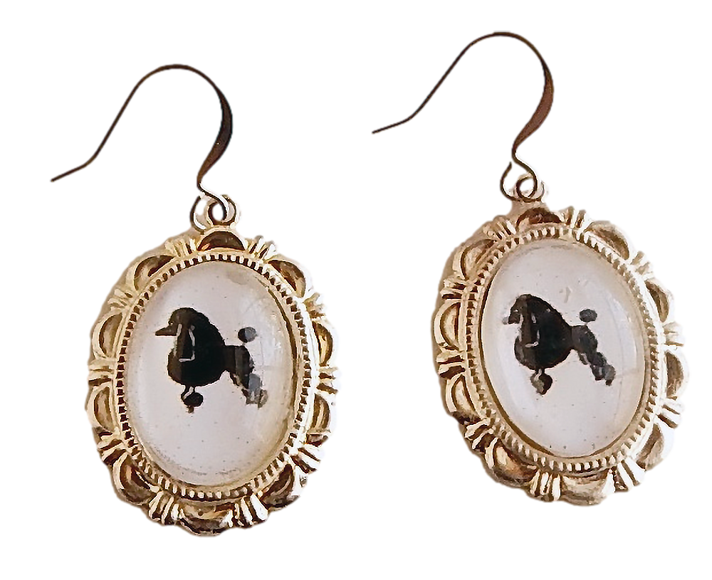 Standard Poodle Dog Earrings Cameo Pierced Handmade Gifts