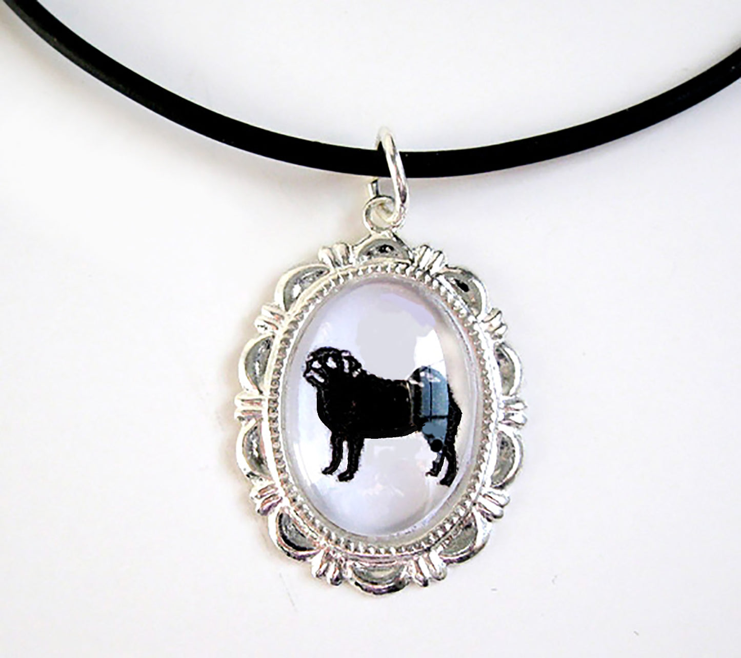 Pug Dog Cameo Necklace Handmade Gifts