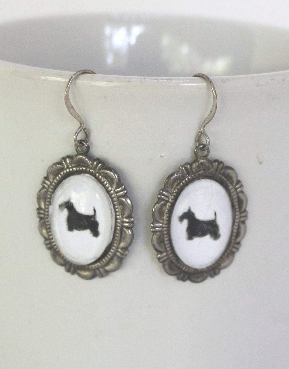 Scottie Dog Earrings Cameo Pierced Handmade Gifts