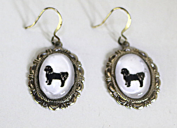 Shih Tzu Dog Earrings Cameo Pierced Handmade Gifts