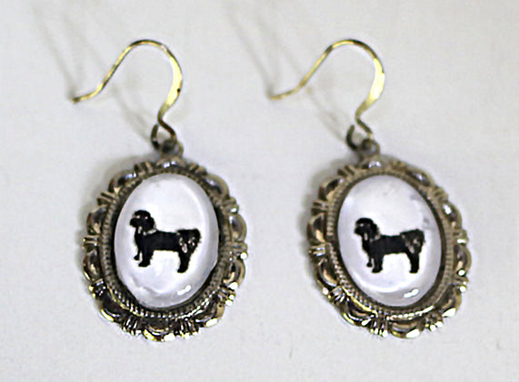 Shih Tzu Dog Earrings Cameo Pierced Handmade Gifts