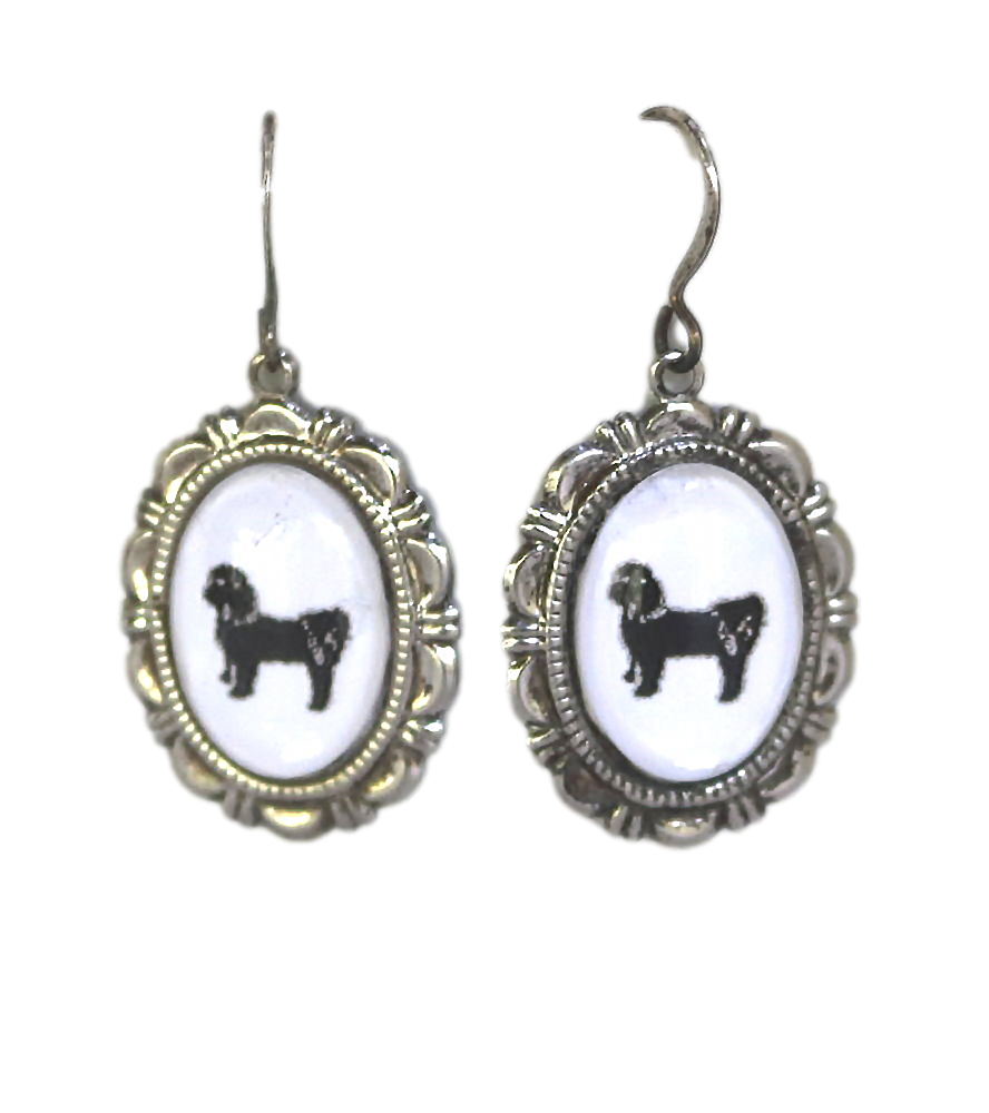Shih Tzu Dog Earrings Cameo Pierced Handmade Gifts