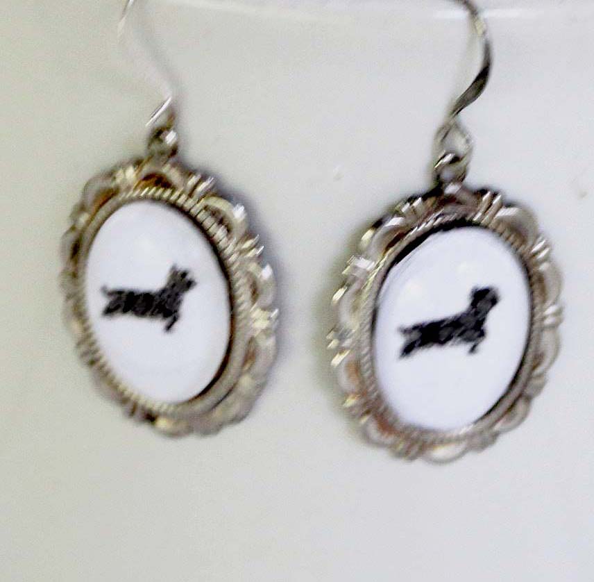 Yorkie Dog Earrings Cameo Pierced Handmade Gifts