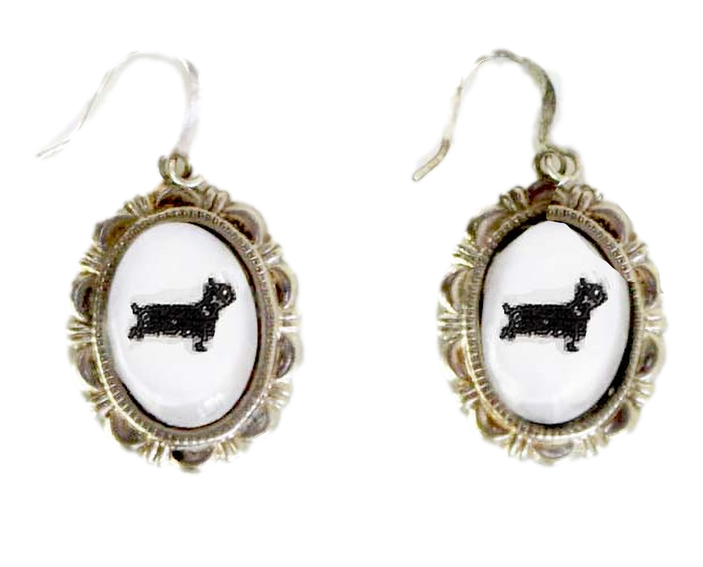 Yorkie Dog Earrings Cameo Pierced Handmade Gifts