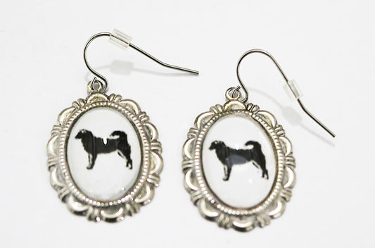 Alaskan Malamute Dog Earrings Cameo Pierced Handmade Gifts