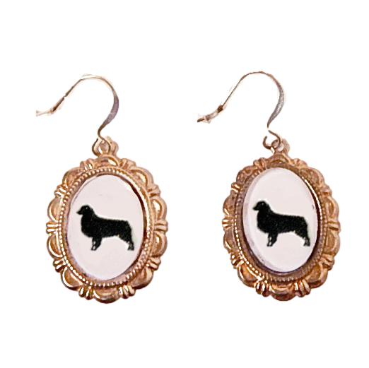 Australian Shepherd Dog Cameo Earrings Handmade Gifts