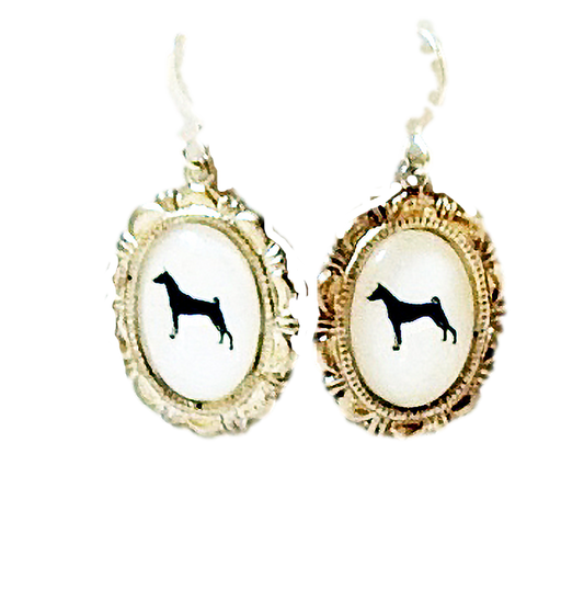 Basenji Dog Earrings Cameo Pierced Handmade Gifts