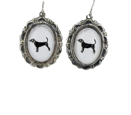 Beagle Dog Earrings Cameo Pierced Handmade Gifts