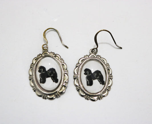 Bichon Frise Dog Earrings Cameo Pierced Handmade Gifts