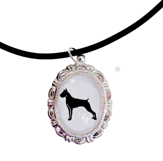 Boxer Dog Cameo Necklace Handmade Gifts Cropped Ears